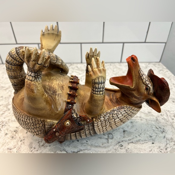 Texas Armadillo wine champagne bottle holder rustic country western - Picture 3 of 5